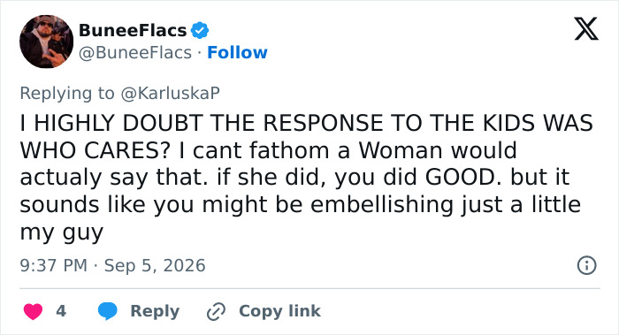 A social media post from BuneeFlacs about a woman's comment regarding the Lindsay Clancy case, causing a man to call off his wedding. A social media post from BuneeFlacs about a woman's comment regarding the Lindsay Clancy case, causing a man to call off his wedding.