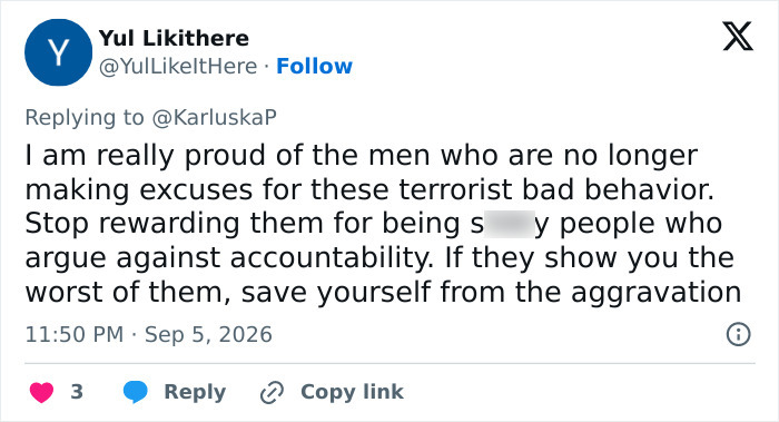 Tweet from Yul Likithere praising men for not excusing bad behavior in the Lindsay Clancy case, leading to a wedding being called off. Tweet from Yul Likithere praising men for not excusing bad behavior in the Lindsay Clancy case, leading to a wedding being called off.