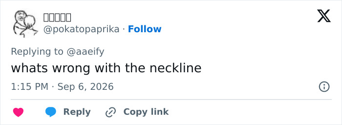Screenshot of a tweet questioning the neckline of Johyun's unexpected styling at the Karlovy Vary VIP premiere. Screenshot of a tweet questioning the neckline of Johyun's unexpected styling at the Karlovy Vary VIP premiere.