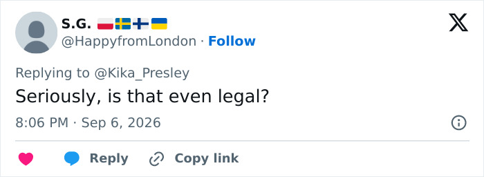 A tweet questioning the legality of a wedding day transformation, reflecting the heated backlash. A tweet questioning the legality of a wedding day transformation, reflecting the heated backlash.