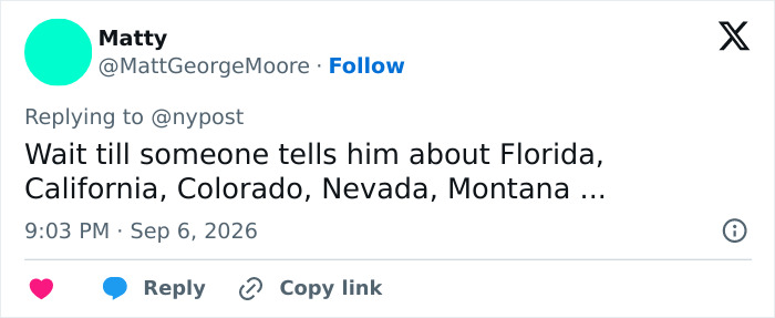 A tweet about New Mexico governor response, referencing other states and a potential Trump name change. A tweet about New Mexico governor response, referencing other states and a potential Trump name change.
