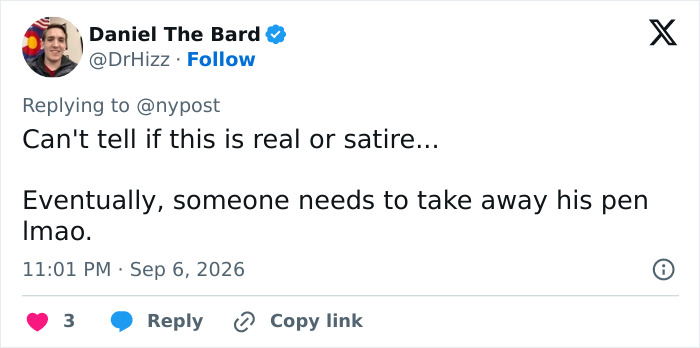 A tweet questioning if the Trump name change for New Mexico is real or satire. A tweet questioning if the Trump name change for New Mexico is real or satire.