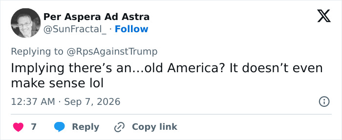 Per Aspera Ad Astra tweet replies to RpsAgainstTrump regarding Trump setting sight on state for next name change. Per Aspera Ad Astra tweet replies to RpsAgainstTrump regarding Trump setting sight on state for next name change.