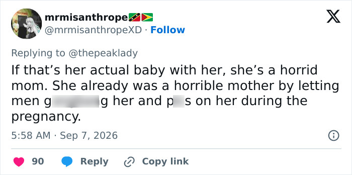 A social media user comments on Bonnie Blue's video, criticizing the dangerous practices and recent childbirth portrayal. A social media user comments on Bonnie Blue's video, criticizing the dangerous practices and recent childbirth portrayal.
