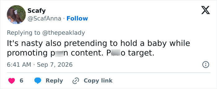 A social media user comments on Bonnie Blue's video, criticizing it as nasty content after recent childbirth. A social media user comments on Bonnie Blue's video, criticizing it as nasty content after recent childbirth.