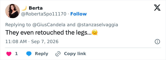 Screenshot of a tweet by Berta commenting on Laura Pausini's Instagram versus reality.