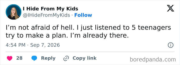Funny social media post of parents venting about teenagers trying to make a plan.