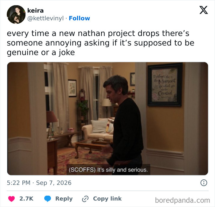 A meme with a person saying It's silly and serious, reflecting the bizarre defense of Theranos fraud.