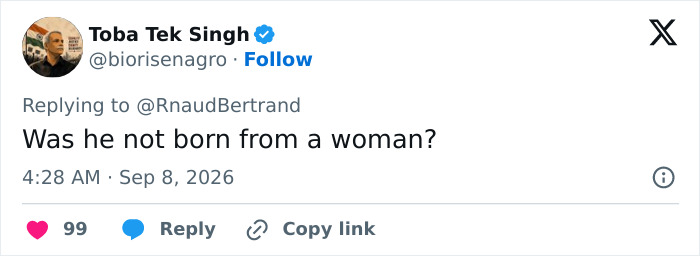 Twitter user @biorisenagro questions the guru's demands for women to be invisible amid the Eiffel Tower closed controversy.