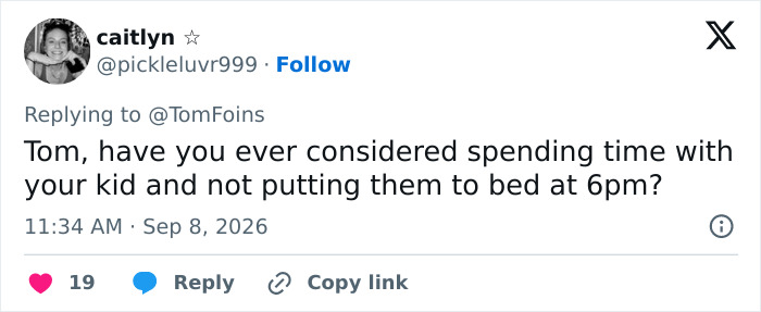 A social media reply suggesting the dad parent him and spend time with his kid, fueling the debate.