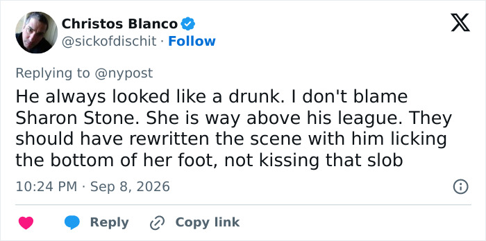 Twitter comment about an A-list actress and Billy Baldwin.