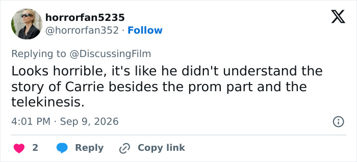 A social media post from 'horrorfan5235' criticizing a Stephen King adaptation, fueling furious fan reactions. A social media post from 'horrorfan5235' criticizing a Stephen King adaptation, fueling furious fan reactions.