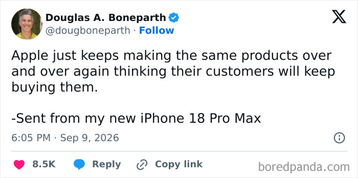 Humorous Tweets poking fun at buying the new iPhone 18 Pro Max.