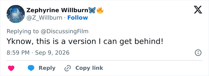 A screenshot of a social media post showing a fan review of the Gen Z Stephen King adaptation saying, Yknow, this is a version I can get behind! A screenshot of a social media post showing a fan review of the Gen Z Stephen King adaptation saying, Yknow, this is a version I can get behind!