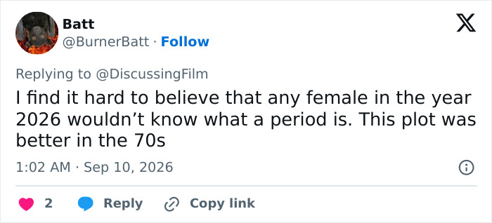 A tweet criticizes the plot of the Gen Z Stephen King adaptation, stating it was better in the 70s. A tweet criticizes the plot of the Gen Z Stephen King adaptation, stating it was better in the 70s.