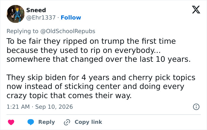 A social media post from Sneed sharing fan fury and an urgent demand about South Park's Trump dig backfiring. A social media post from Sneed sharing fan fury and an urgent demand about South Park's Trump dig backfiring.