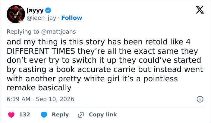 Jayyy user is furious over Gen Z Stephen King adaptation, saying it is a pointless remake. Jayyy user is furious over Gen Z Stephen King adaptation, saying it is a pointless remake.