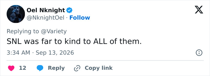 A Twitter comment by Oel Nknight about SNL UK and Meghan Markle and Prince Harry. A Twitter comment by Oel Nknight about SNL UK and Meghan Markle and Prince Harry.