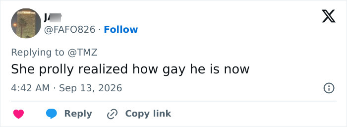 A tweet speculating Alan Ritchson may have come out as gay, referencing his split from wife. A tweet speculating Alan Ritchson may have come out as gay, referencing his split from wife.