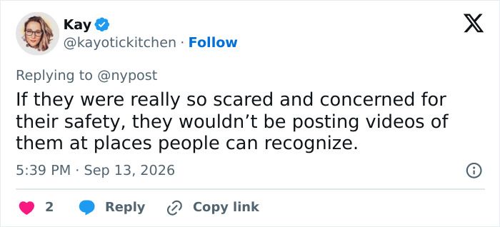 A social media user comments on Meghan Markle and Harry's safety concerns. A social media user comments on Meghan Markle and Harry's safety concerns.