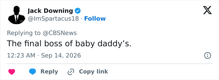A social media post humorously labeling a single dad The final boss of baby daddy's, reacting to the surrogate baby truth.