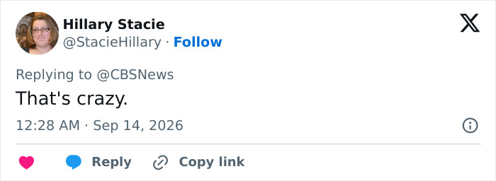 Hillary Stacie's tweet, 'That's crazy,' in response to a bombshell expos&eacute; about a surrogate baby for a single dad.