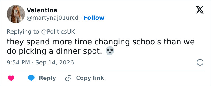 A tweet about Archie and Lilibet school changes, part of the Meghan and Harry news.