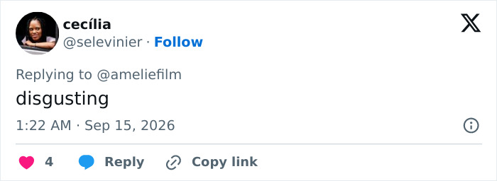 A concise tweet from a TV fan simply states 'disgusting,' reflecting fury over Emmy winners. A concise tweet from a TV fan simply states 'disgusting,' reflecting fury over Emmy winners.