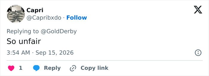 A social media post from a TV fan reacting to the alarming trend amongst Emmy Winners, calling it unfair. A social media post from a TV fan reacting to the alarming trend amongst Emmy Winners, calling it unfair.
