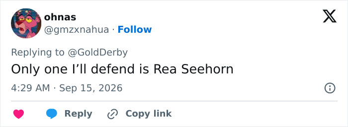 A social media post from a TV fan defending one of the Emmy Winners amidst the alarming trend. A social media post from a TV fan defending one of the Emmy Winners amidst the alarming trend.