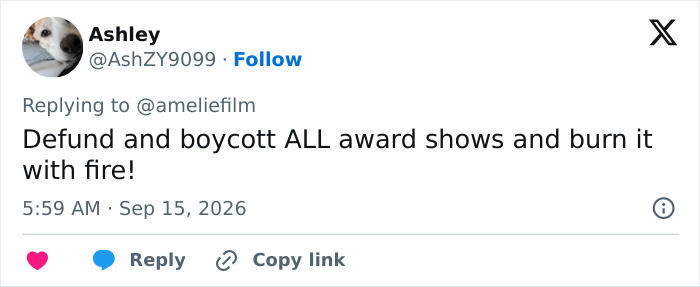 TV Fans furious tweet suggests defunding and boycotting all Emmy award shows, expressing extreme disapproval. TV Fans furious tweet suggests defunding and boycotting all Emmy award shows, expressing extreme disapproval.