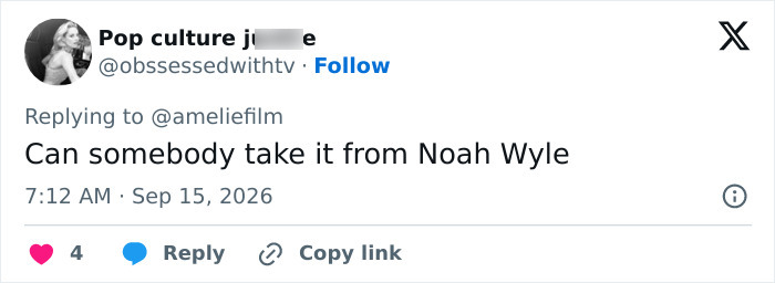Tweet by @obsessedwithtv expressing frustration over Emmy winners, asking, Can somebody take it from Noah Wyle Tweet by @obsessedwithtv expressing frustration over Emmy winners, asking, Can somebody take it from Noah Wyle