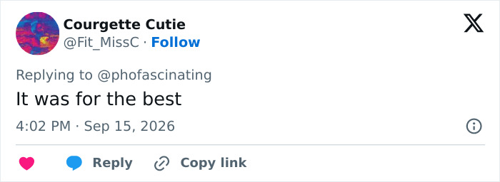 Netizen comment on Twitter stating 'It was for the best' regarding Adam Driver's plastic surgery speculation.