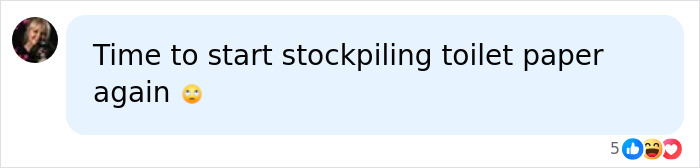Comment joking about stockpiling toilet paper due to AI fears