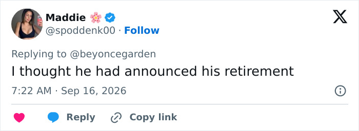A tweet from Maddie commenting on a Hollywood star's retirement in relation to Zendaya's stylist interaction.