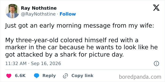 A social media post about a kid coloring himself red for picture day, showing how parents vented on social media.