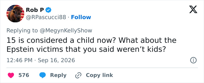 Social media comment questions Megyn Kelly's stance on Mariska Hargitay's daughter's low cut Emmy dress and past comments.