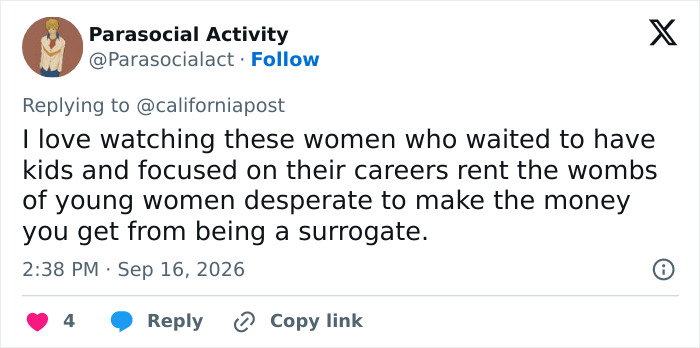A tweet shows a netizen criticizing Lena Dunham for welcoming a baby via surrogate. A tweet shows a netizen criticizing Lena Dunham for welcoming a baby via surrogate.