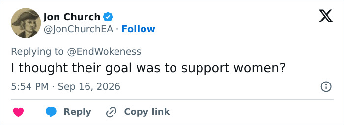 Journalists targeted online: A tweet from Jon Church questioning support for women after Sydney Sweeney's new ad. Journalists targeted online: A tweet from Jon Church questioning support for women after Sydney Sweeney's new ad.
