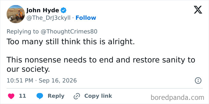 A social media post on X by John Hyde discussing the sorority sisters controversy.