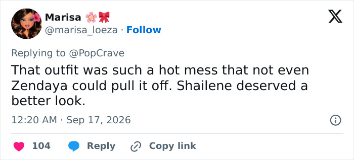 Shailene Woodley Emmys outfit backlash: A fan comment calling her Emmys outfit a hot mess and suggesting she deserved better.