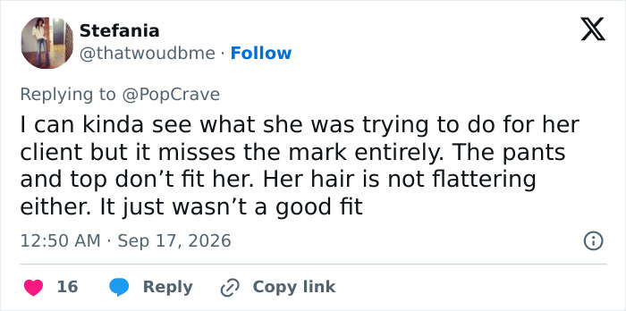 Shailene Woodley Emmys outfit backlash: A fan comment criticizing her Emmys outfit as ill-fitting and unflattering.
