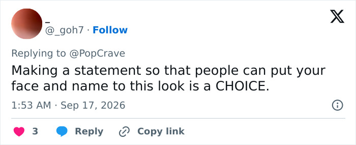 Screenshot of social media backlash regarding Shailene Woodley&rsquo;s Emmys outfit, with a comment about making a statement.