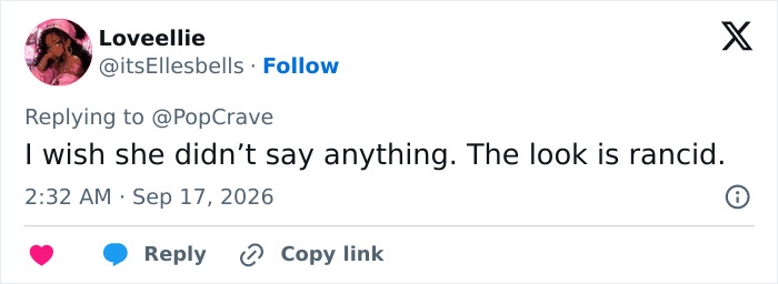 Screenshot of social media backlash about Shailene Woodley&rsquo;s Emmys outfit, with a comment saying: I wish she didn't say anything. The look is rancid.