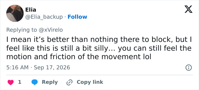 A tweet commenting on the silliness of using a barrier for intimate scenes, impacting Hollywood's magic.