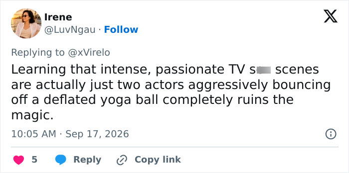 A tweet from Irene expresses disappointment about intimate scenes after learning how they are filmed.