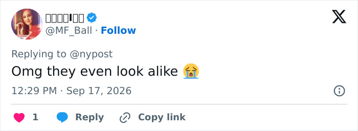 A social media post with an emoji and a comment about two people looking alike. Mom and son charged after confession.