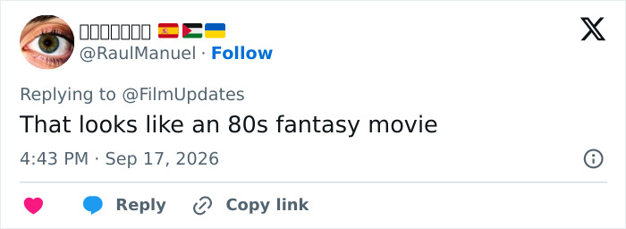 A female director faces religious backlash for a fantasy adaptation, as a tweet calls it an 80s fantasy movie.