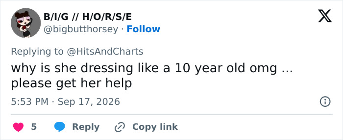 A social media post expressing concern over Ariana Grande snaps, asking for her to get help.