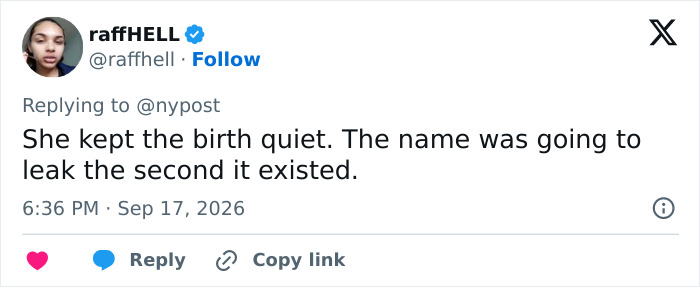 A tweet about Lady Gaga and Michael Polansky facing criticism over their baby girl name.